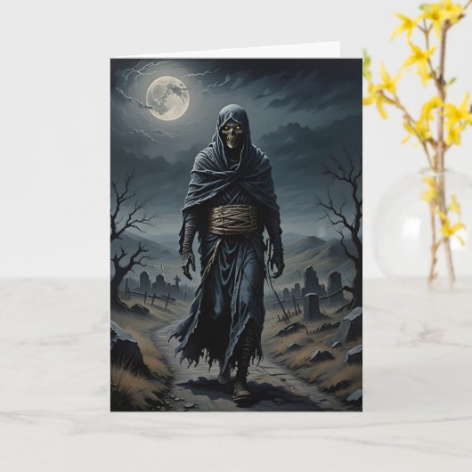 Das Mummy Walks Halloween Karte (Gelbe Blume)
