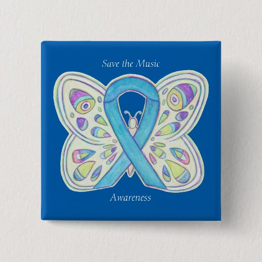 Das Music Blue Butterfly Awareness Ribbon-Button g Button (Vorderseite)
