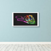 Das Music Bright Neon Headphone Leinwanddruck (Insitu (Holzboden))