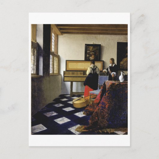 Das Musikunterricht von Johannes Vermeer Postkarte (Vorderseite)