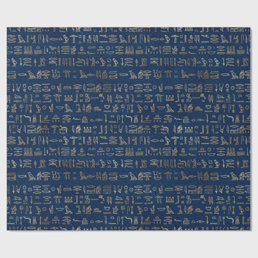 Das Muster der ägyptischen Hieroglyphen aus Gold u Geschenkpapier (Flach)
