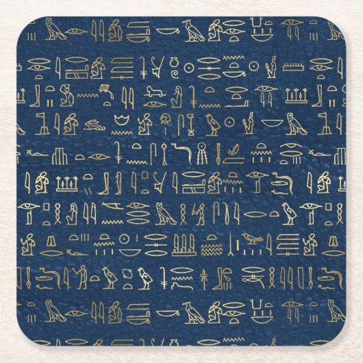 Das Muster der ägyptischen Hieroglyphen aus Gold u Rechteckiger Pappuntersetzer (Vorderseite)