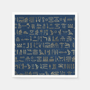 Das Muster der ägyptischen Hieroglyphen aus Gold u Serviette