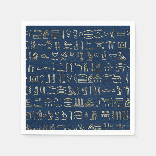 Das Muster der ägyptischen Hieroglyphen aus Gold u Serviette (Vorderseite)
