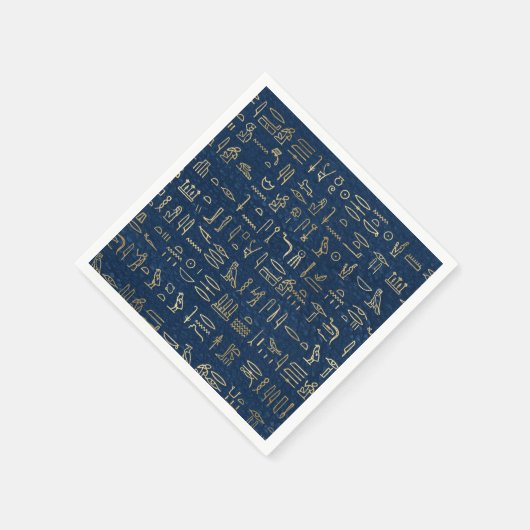 Das Muster der ägyptischen Hieroglyphen aus Gold u Serviette (Ecke)