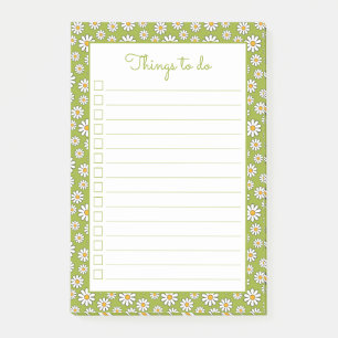 Das Muster der grünen und weißen Blumen Post-it Klebezettel