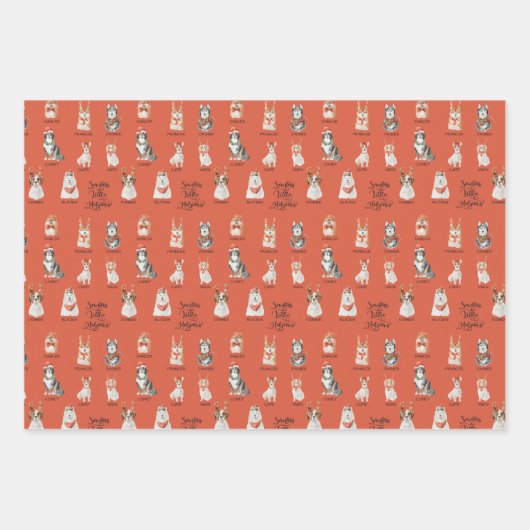 Das Muster der kleinen Helfer des Weihnachtsmanns Geschenkpapier Set (Vorderseite 2)