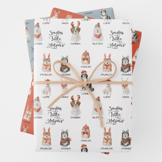 Das Muster der kleinen Helfer des Weihnachtsmanns Geschenkpapier Set (Beispiel)