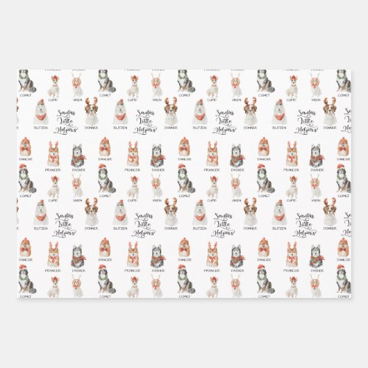 Das Muster der kleinen Helfer des Weihnachtsmanns Geschenkpapier Set (Vorderseite)