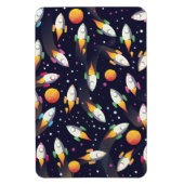 Das Muster der Retro Space Rockets. Magnet (Vertikal)