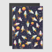 Das Muster der Retro Space Rockets. Magnetkarte (Vorne/Hinten)