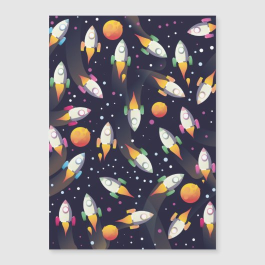 Das Muster der Retro Space Rockets. Magnetkarte (Vorderseite)