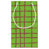 Das Muster des grünen und braunen Karos ist elegan Kleine Geschenktüte (Rückseite)
