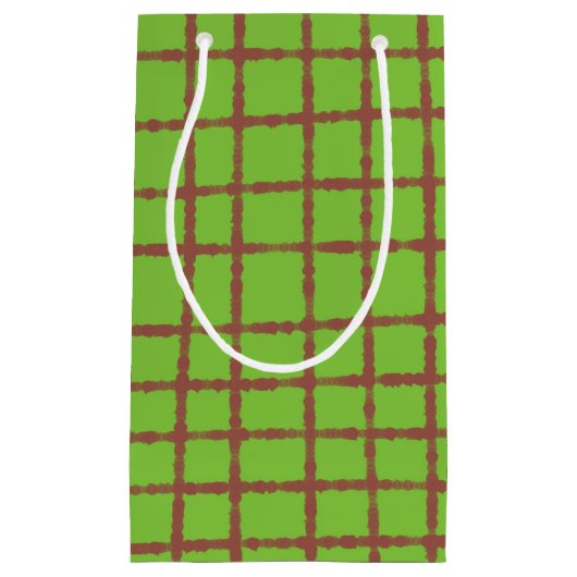 Das Muster des grünen und braunen Karos ist elegan Kleine Geschenktüte (Vorderseite)