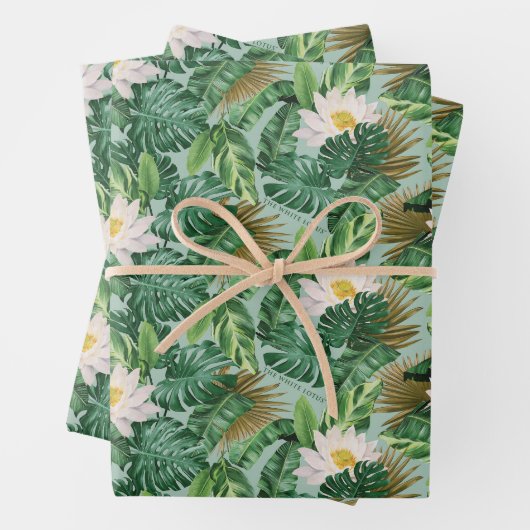 Das Muster des tropischen Lotus-Lotus Geschenkpapier Set (Beispiel)