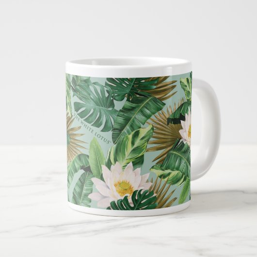 Das Muster des tropischen Lotus-Lotus Jumbo-Tasse (Vorderseite Rechts)