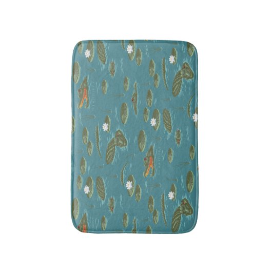 Das Muster des weißen Lotus Alligator Badematte (Vorderseite Vertikal)