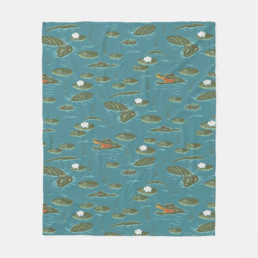 Das Muster des weißen Lotus Alligator Fleecedecke (Vorderseite)