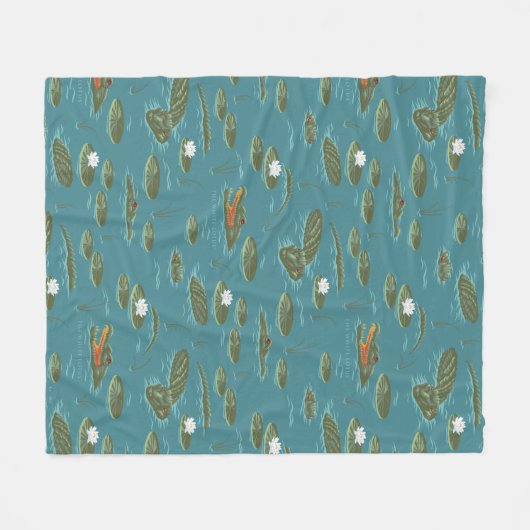 Das Muster des weißen Lotus Alligator Fleecedecke (Vorderseite (Horizontal))