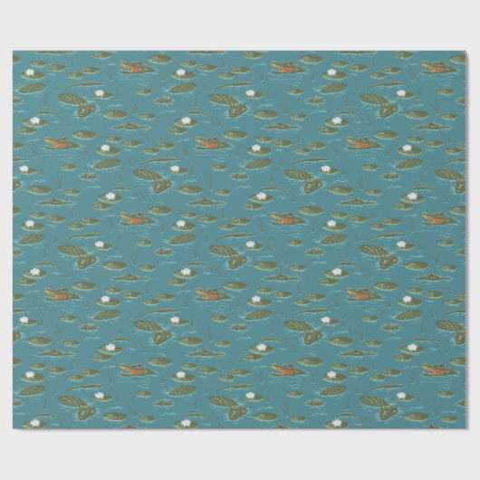 Das Muster des weißen Lotus Alligator Geschenkpapier (Flach)