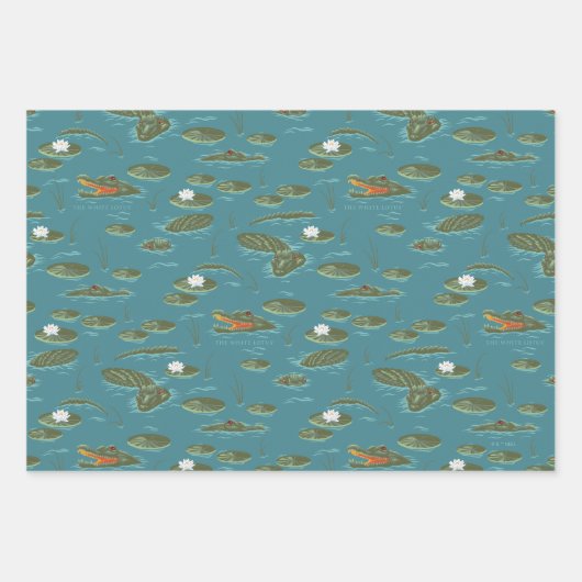 Das Muster des weißen Lotus Alligator Geschenkpapier Set (Vorderseite 3)