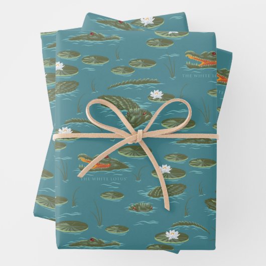 Das Muster des weißen Lotus Alligator Geschenkpapier Set (Beispiel)