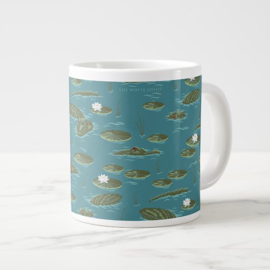 Das Muster des weißen Lotus Alligator Jumbo-Tasse (Vorderseite Rechts)