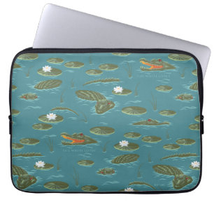 Das Muster des weißen Lotus Alligator Laptopschutzhülle