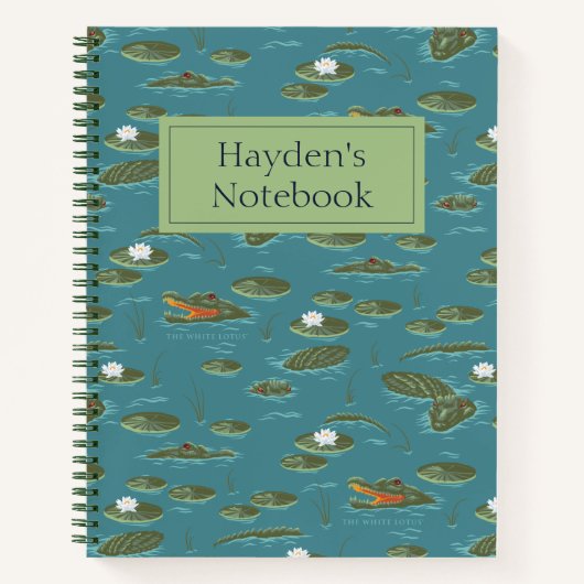 Das Muster des weißen Lotus Alligator Notizblock (Vorderseite)