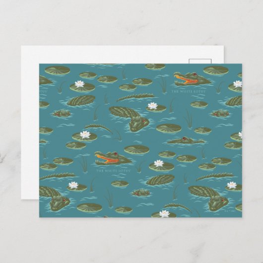 Das Muster des weißen Lotus Alligator Postkarte (Vorne/Hinten)