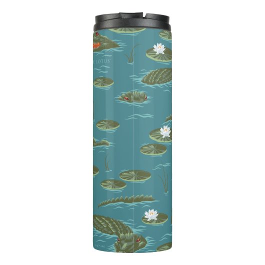 Das Muster des weißen Lotus Alligator Thermosbecher (Rückseite)