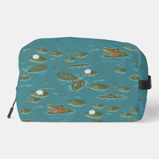 Das Muster des weißen Lotus Alligator Waschbeutel (Rückseite)