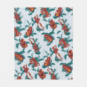 Das Muster des weißen Lotus spielt für die Affen Fleecedecke (Vorderseite)