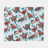 Das Muster des weißen Lotus spielt für die Affen Fleecedecke (Vorderseite (Horizontal))