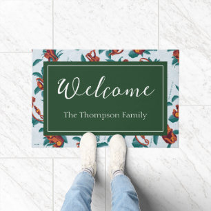 Das Muster des weißen Lotus spielt für die Affen Fußmatte