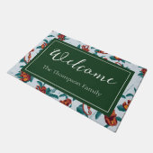 Das Muster des weißen Lotus spielt für die Affen Fußmatte (Schrägansicht)