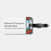 Das Muster des weißen Lotus spielt für die Affen Gepäckanhänger (Rückseite horizontal)