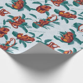 Das Muster des weißen Lotus spielt für die Affen Geschenkpapier (Ecke)