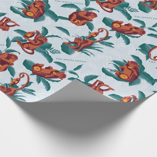 Das Muster des weißen Lotus spielt für die Affen Geschenkpapier (Ecke)
