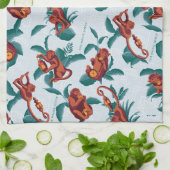 Das Muster des weißen Lotus spielt für die Affen Geschirrtuch (Gefaltet)