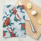 Das Muster des weißen Lotus spielt für die Affen Geschirrtuch (Viertel Falte)