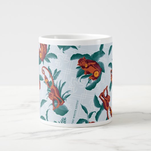 Das Muster des weißen Lotus spielt für die Affen Jumbo-Tasse (Vorderseite)