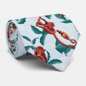 Das Muster des weißen Lotus spielt für die Affen Krawatte (Gerollt)