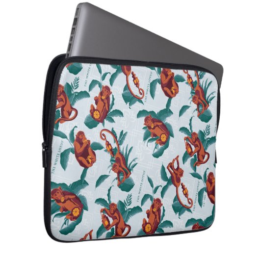 Das Muster des weißen Lotus spielt für die Affen Laptopschutzhülle (Vorne Rechts)