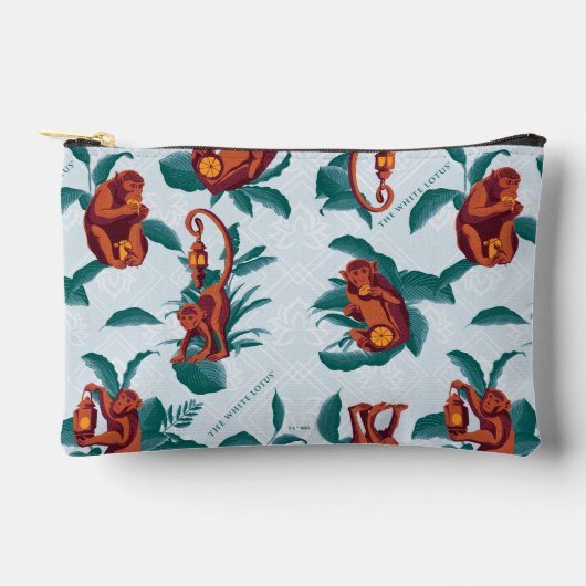 Das Muster des weißen Lotus spielt für die Affen Zubehörtasche (Vorderseite)