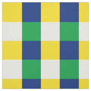 Das Muster ist grün, blau, gelb und weiß. Stoff