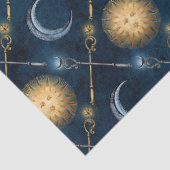 Das Muster Sun und Moon auf Blue Decoupage Seidenpapier (Detail)