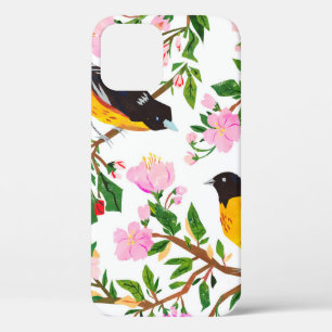 Das Muster zeigt Vögel und Blumen. Es ist erscha Case-Mate iPhone Hülle