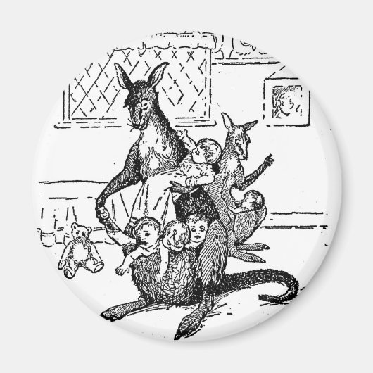 Das mütterliche Känguru Vintage Schwarz und Weiß  Magnet (Vorne)