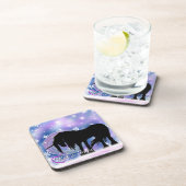 Das mystische Schwarze Einhorn (Lass es schneien) Getränkeuntersetzer (Rechte Seite)